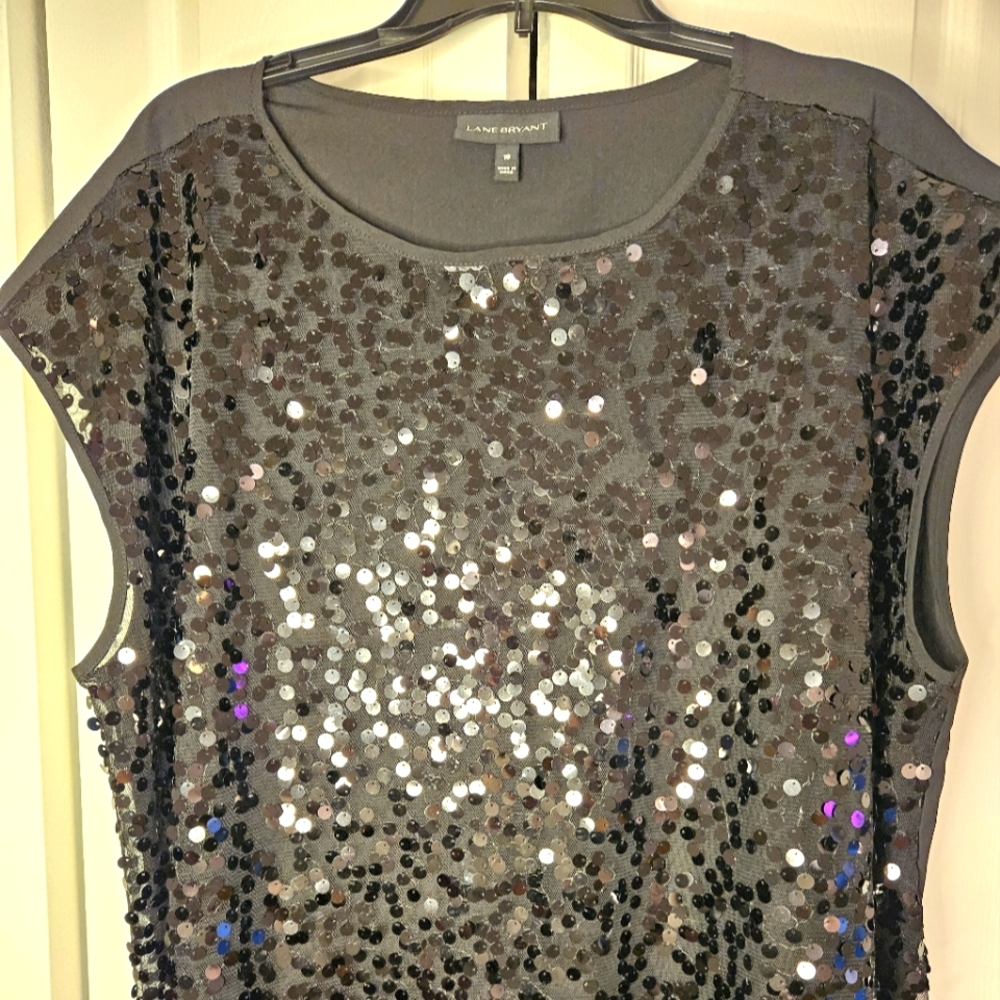 Lane Bryant Black Sequin Sleeveless Top Size 18